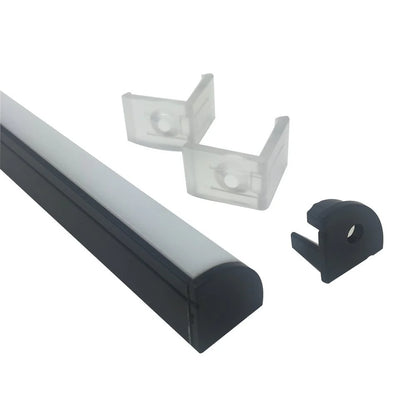 V Shape LED Channel - V02-B 10mm Silver / Black Aluminum Profile | Milky White Cover | Standard LED Mounting Channel – 1m / 2m / 3m | 50 / 100-Pack