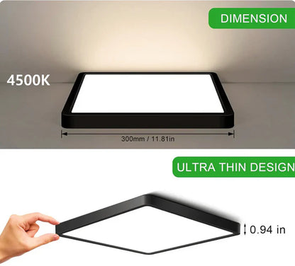 AC 110–130V Black Square Flush Mount LED Ceiling Light – 9 / 12 / 15.7 Inch – 3000K / 4500K / 5000K / 6500K – for Residential & Commercial Lighting – Local Stock (US)