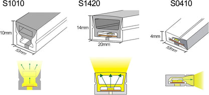 Neon Light Housing – S1212 | 12x12mm Silicone LED Channel System | IP67 Waterproof | 8mm PCB Width | 50M/5M | Local Stock US/UK/DE