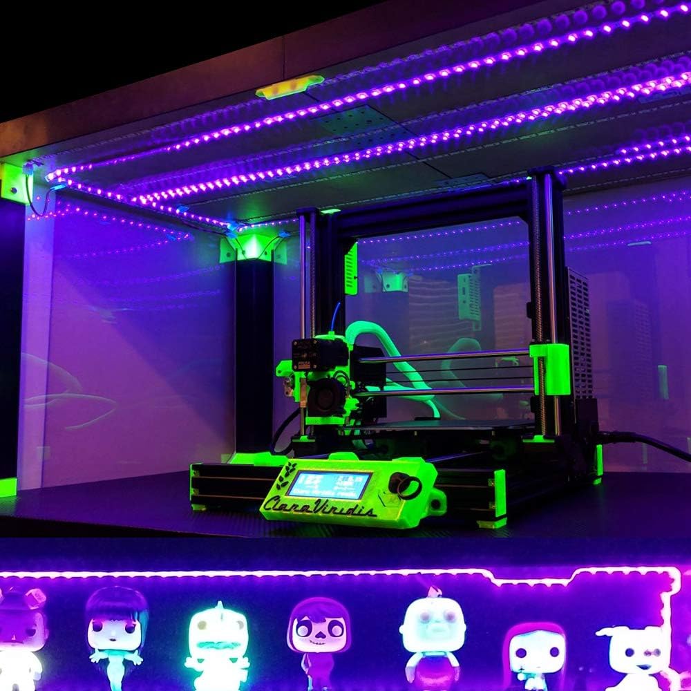 24W / 60W UV Black Light LED Strip – 16.4FT / 5M / 10M | SMD2835 | 60 LEDs/m (300 LEDs Total) | 395–405nm | Non-Waterproof / IP65 Waterproof | With Power Supply | Perfect for Night Fishing and Blacklight Party Events