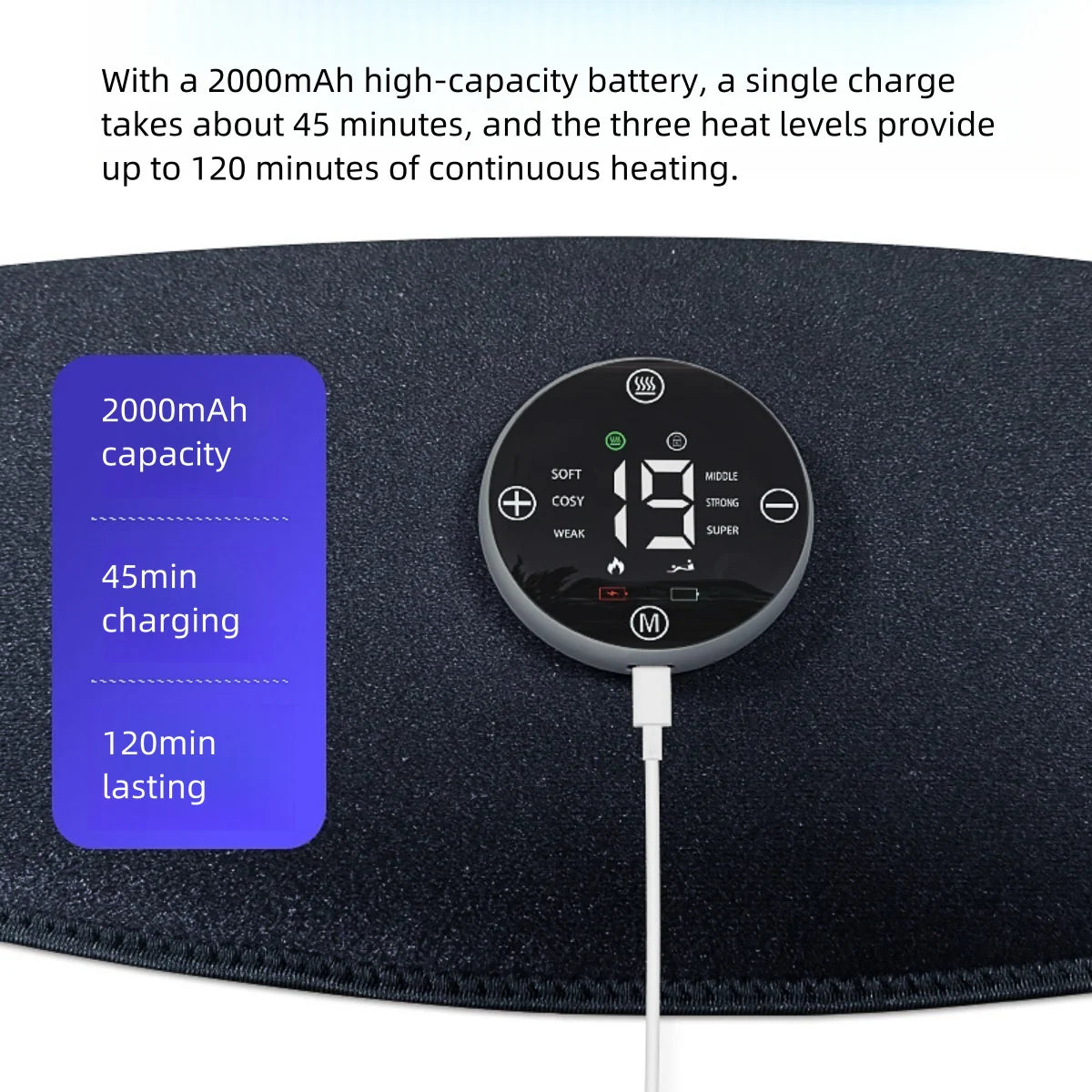 Infrared Therapy Heating Belt – Wireless Near Infrared Waist Belt | 2000mAh Battery | Digital Display | Transparent Film | With / Without Remote Control | Type-C Charging | for Back & Waist Pain Therapy