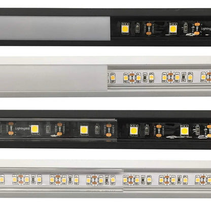 V Shape LED Channel - V02-A 12mm Silver / Black Aluminum Profile | Milky White Cover | Heavy-Duty LED Mounting Track – 1m / 2m / 3m | 50 / 100-Pack