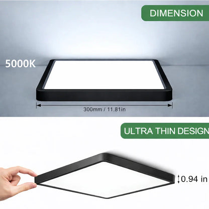 AC 110–130V Black Square Flush Mount LED Ceiling Light – 9 / 12 / 15.7 Inch – 3000K / 4500K / 5000K / 6500K – for Residential & Commercial Lighting – Local Stock (US)