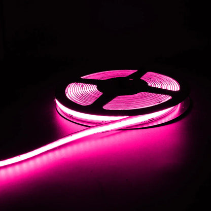 RGB Color Changing FCOB LED Strip Light | 5m (16.4ft) Roll | 576 / 840 LEDs per Meter | 12W / 18W | 12V / 24V | 10mm Wide | Dimmable Indoor IP20 | Flexible LED Ribbon (Strip or Complete Kit)