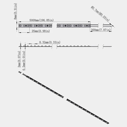 395–405nm SMD2835 UV LED Strip Light – 16.4FT / 5M / 10M | 60 / 120 / 240 LEDs/m | Non-Waterproof / IP67 Waterproof | Power Supply Not Included | UV LED for Curing, Fluorescent Effects & Glow Lighting