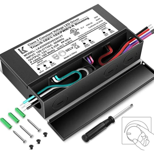 60W Steel Case Universal Dimmable LED Driver, 12V / 24V DC, UL Listed, AC 120-277V Input, LED Driver for Commercial Lighting Projects / LED Strip Installations / Architectural Lighting Systems