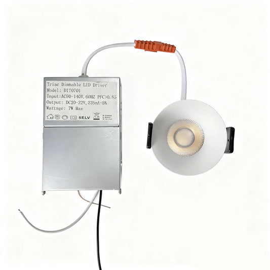 DGUS-Curved 7W / 9W / 12W Deep Anti-Glare Full Spectrum LED Downlight | 90–140V | 4/100/500 Pack | 5CCT Adjustable | 24° Beam | White Housing | CRI>97 | Commercial Project Lighting