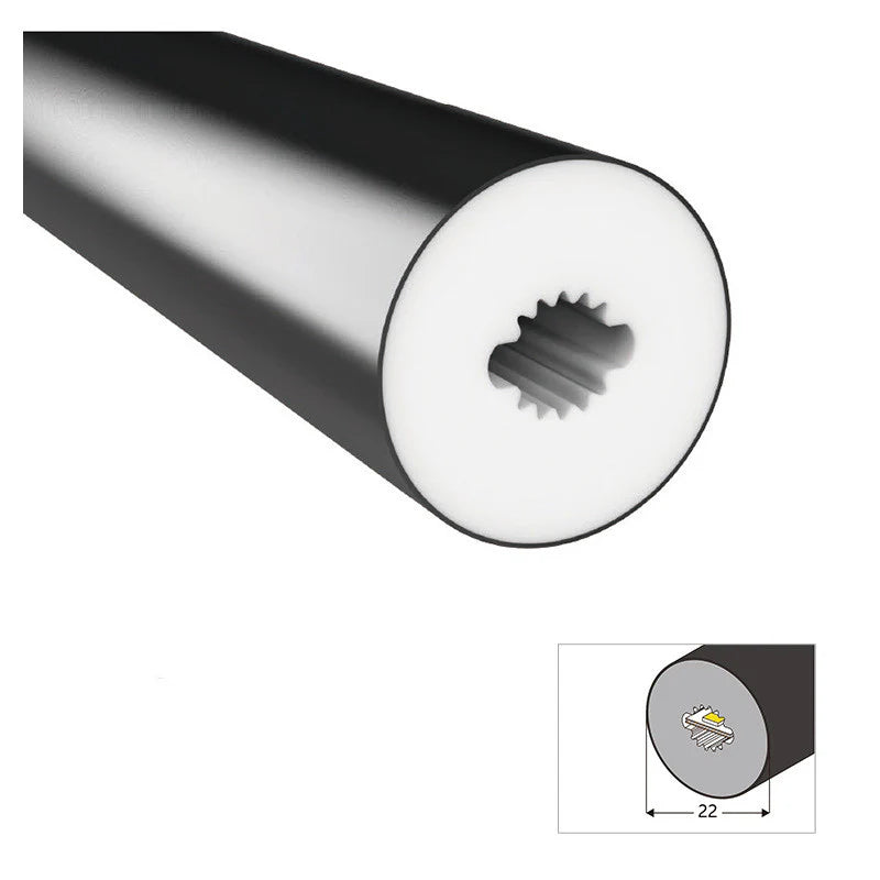 LS Series S22D Black Standard Install LED Neon Profile | ⏀22mm 360 Emitting commercial neon profile | IP67 Waterproof | 8mm PCB Width | Club Decorative Lighting | 5M/500M