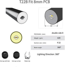 LS Series S22D Black Standard Install LED Neon Profile | ⏀22mm 360 Emitting commercial neon profile | IP67 Waterproof | 8mm PCB Width | Club Decorative Lighting | 5M/500M