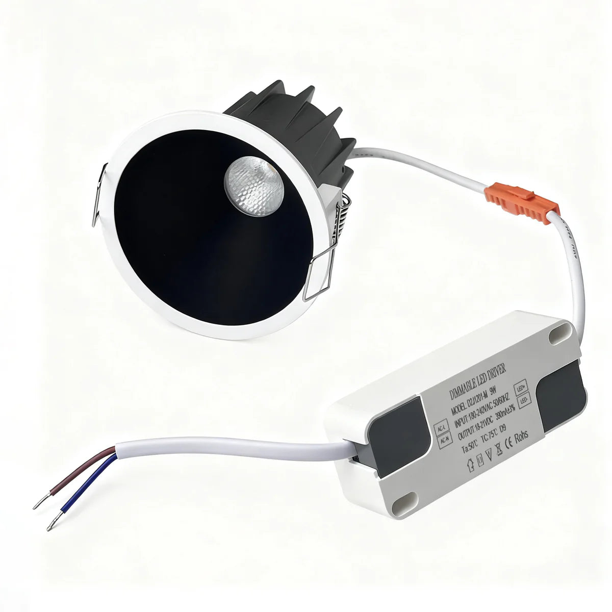 DGEU-Black 5W / 9W Deep Anti-Glare Full Spectrum LED Downlight | 200–240V | 4/100/500 Pack | 3000K / 4000K / 5000K | 24° Beam | White Housing | CRI>95 | Commercial Project Lighting
