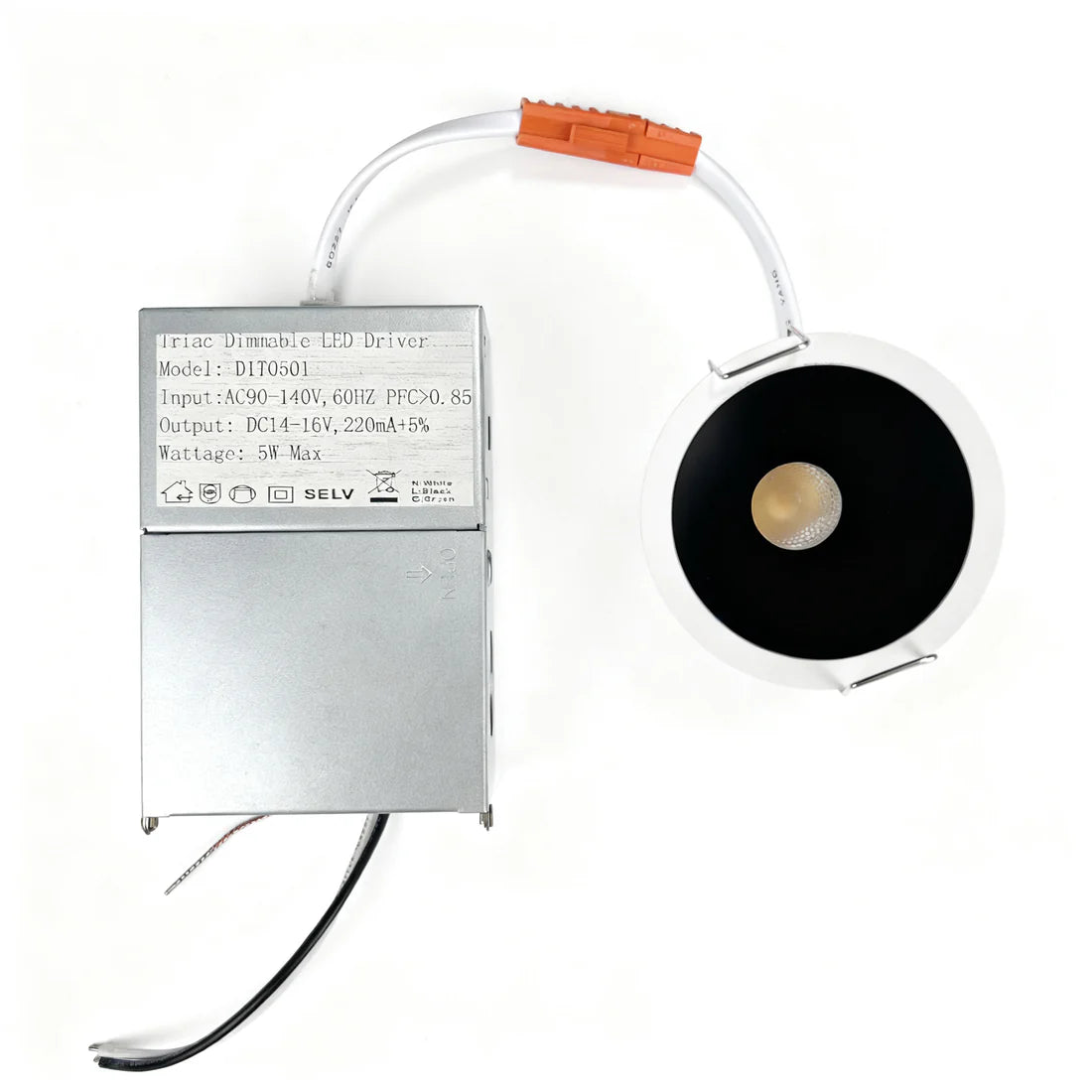 Prime-1C Series Deep Anti-Glare Full Spectrum LED Downlight | 100–130V | 50/100 Pack | 5W / 9W | 5CCT Adjustable | 24° Beam | White Housing | CRI>95 | Commercial Ceiling Recessed Light