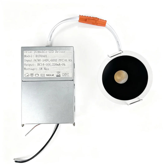 DGUS-Black 5W / 9W Deep Anti-Glare Full Spectrum LED Downlight | 90–140V | 4/100/500 Pack | 5CCT Adjustable | 24° Beam | White Housing | CRI>97 | Commercial Project Lighting