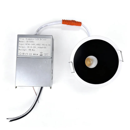 Prime-1C Series Deep Anti-Glare Full Spectrum LED Downlight | 100–130V | 50/100 Pack | 5W / 9W | 5CCT Adjustable | 24° Beam | White Housing | CRI>95 | Commercial Ceiling Recessed Light