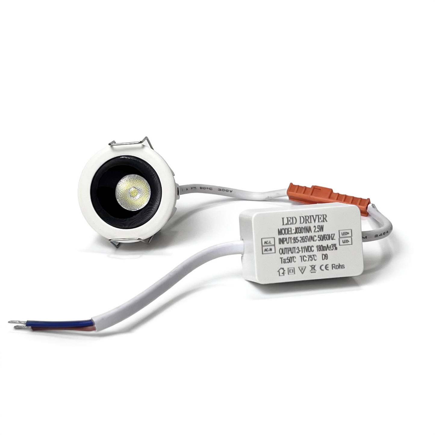 Special-4 Series Mini Recessed LED Downlight | 2W | Ø1″ Cutout | 25° Beam | 100–240V | CRI>90 | White Housing | Non-Dimmable | Ultra-Small Accent Ceiling Light | 50 / 100-Pack