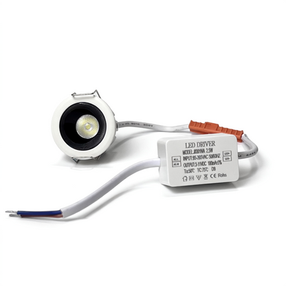 Special-4 Series Mini Recessed LED Downlight | 2W | Ø1″ Cutout | 25° Beam | 100–240V | CRI>90 | White Housing | Non-Dimmable | Ultra-Small Accent Ceiling Light | 50 / 100-Pack