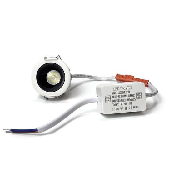 Special-4 Series Mini Recessed LED Downlight | 2W | Ø1″ Cutout | 25° Beam | 100–240V | CRI>90 | White Housing | Non-Dimmable | Ultra-Small Accent Ceiling Light | 50 / 100-Pack
