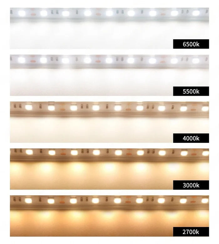 DC24V SMD5050 Full Spectrum LED Strip Light – CRI 97+ | 300 LEDs (60 LEDs/M) | 2700K / 3000K / 4000K / 5500K / 6500K | 12W/M | 10mm PCB | CRI 97+ | IP00 / IP67 | Under Cabinet, Mirror & Bedroom Accent Lighting | 50/500M