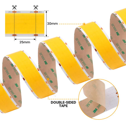 Five Row COB Flexible LED Strip Light - 24V | 30mm PCB | 1600 LEDs/M | CRI 90+ | Dot-Free Continuous Lighting | 3000K / 4000K / 6500K | Non-Waterproof | for Cabinets,Kitchen Office Lighting | 50/500M