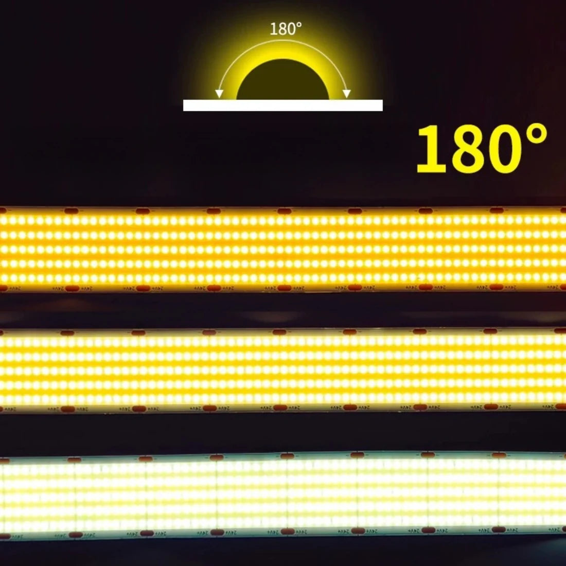 Five Row COB Flexible LED Strip Light - 24V | 30mm PCB | 1600 LEDs/M | CRI 90+ | Dot-Free Continuous Lighting | 3000K / 4000K / 6500K | Non-Waterproof | for Cabinets,Kitchen Office Lighting | 50/500M
