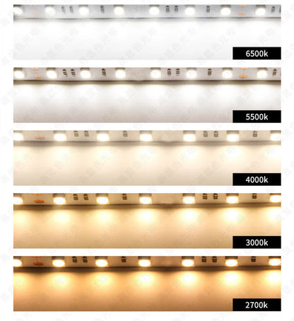 DC12V SMD2835 Full Spectrum LED Strip Light – CRI 97+ | 600 LEDs (120 LEDs/M) | 2700K / 3000K / 4000K / 5500K / 6500K | 16W/M | 8mm PCB | CRI 97+ | IP00 / IP67 | Under Cabinet, Mirror & Bedroom Accent Lighting | 50/500M