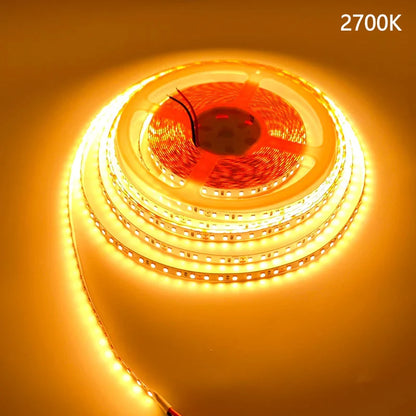 DC12V SMD2835 Full Spectrum LED Strip Light – CRI 97+ | 600 LEDs (120 LEDs/M) | 2700K / 3000K / 4000K / 5500K / 6500K | 16W/M | 8mm PCB | CRI 97+ | IP00 / IP67 | Under Cabinet, Mirror & Bedroom Accent Lighting | 50/500M