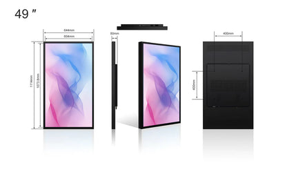49" Single-Sided 2500nits High Bright Window LCD Display Screen, Android RK3568 2G+32G, Non-Touch, Cloud/APP/USB, Wall-Mount/Floor Stand/Suspended Installation