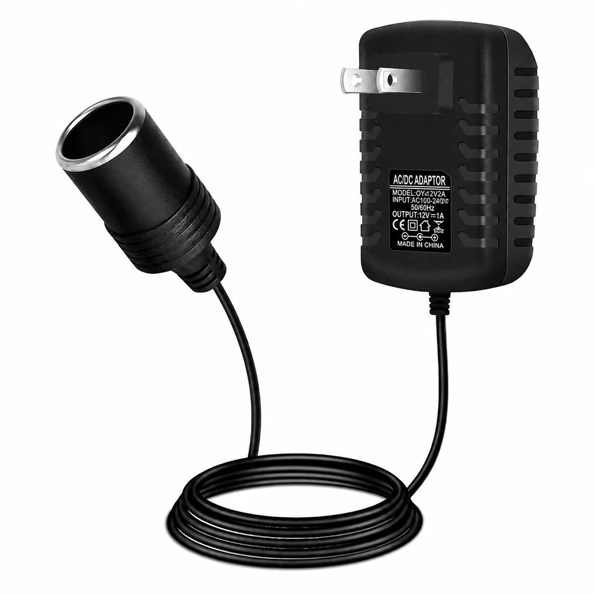 DC 12V Cigarette Lighter Power Supply Adapter 12W–36W, AC 100–240V Input Converter Transformer with US Plug - for Car Accessories, Pumps, Coolers and LED Lights
