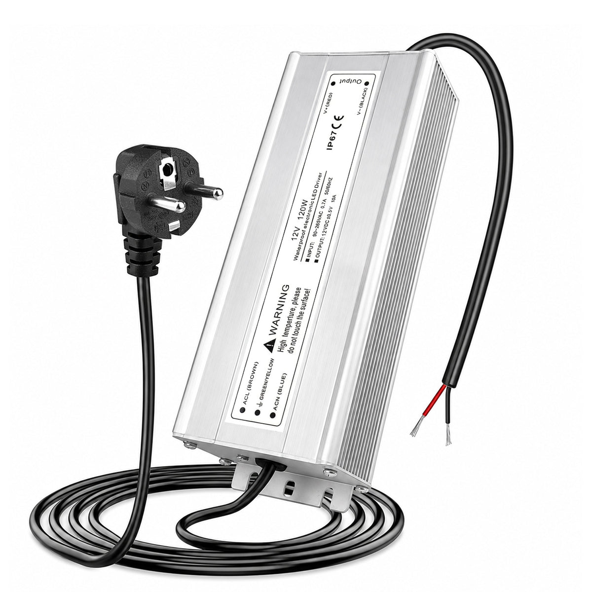120W Outdoor Waterproof Power Supplies, 12V/24V/36V/48V Output, 90-265V / 90-140V / 175-265V Input, Single Output, Aluminum Housing, Outdoor Lighting Projects, CE/RoHS/FCC Certified, US/UK/EU Plug, 1-Pack / 10-Pack