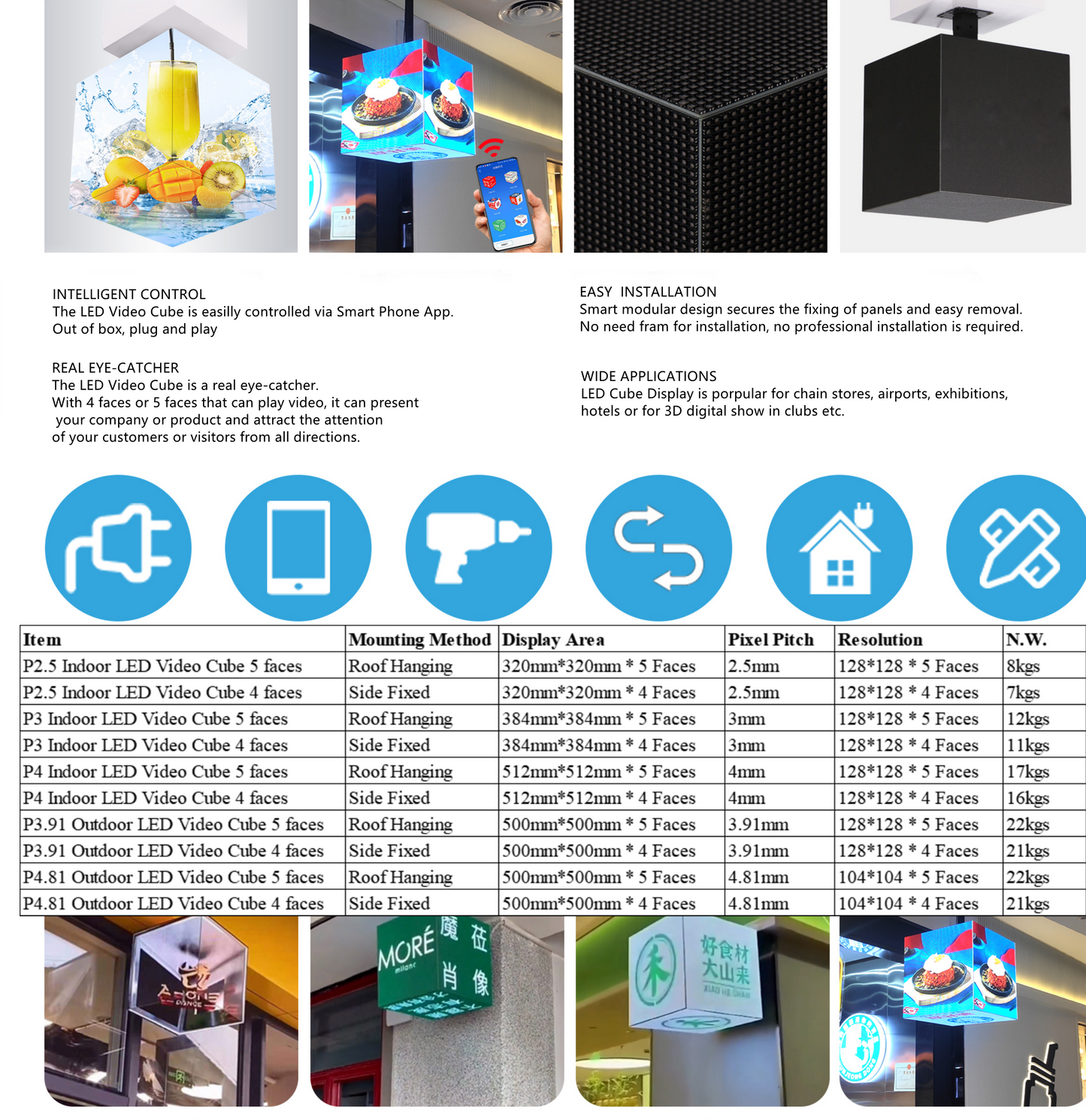 MGC-O Series P2.5 Outdoor 5-Face Magic Cubic LED Display (320×320mm per face, IP65) – Perfect for Outdoor Events & Storefront Promotions
