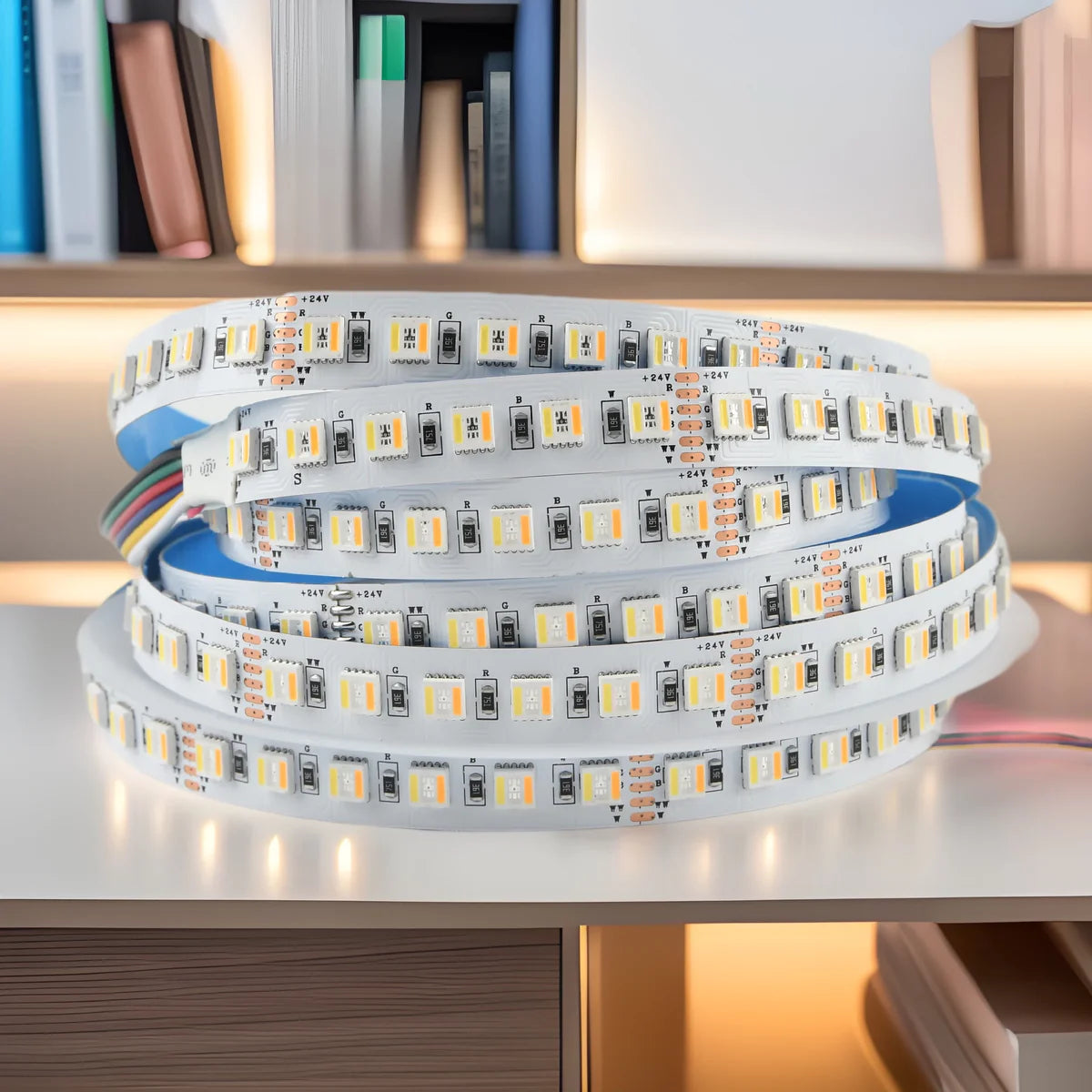 12MM Wide RGBCCT LED Strip Light - IP00 / IP65 / IP67 | 5-In-1 SMD5050-60 LEDs/M | DC12V / 24V | for Mirror, Kitchen Cabinet, Bedroom |50/500M