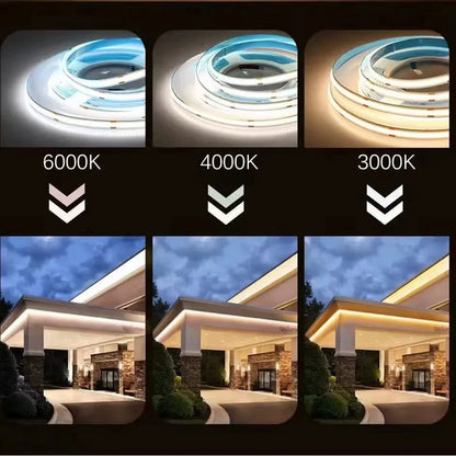 8MM Wide CRI90 COB Flexible LED Strip Light - 12V / 24V | 8mm PCB | 320 / 480 LEDs/M | CRI 90+ | Dot-Free Continuous Lighting | Non-Waterproof | 3000K / 4000K / 6500K | for Cabinets,Kitchen Office Lighting | 50/500M
