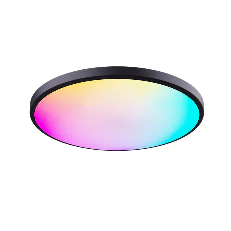 AC 220–240V | White Smart RGBCW Round Flush Mount LED Ceiling Lights – RGB Color Changing, 12 Inch 2700K–6500K Adjustable with Dimmable Brightness, Compatible with Alexa/Google Home/APP Control WiFi Light for Bedroom/Kids Room/Party