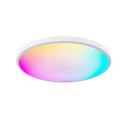 AC 220–240V | White Smart RGBCW Round Flush Mount LED Ceiling Lights – RGB Color Changing, 12 Inch 2700K–6500K Adjustable with Dimmable Brightness, Compatible with Alexa/Google Home/APP Control WiFi Light for Bedroom/Kids Room/Party