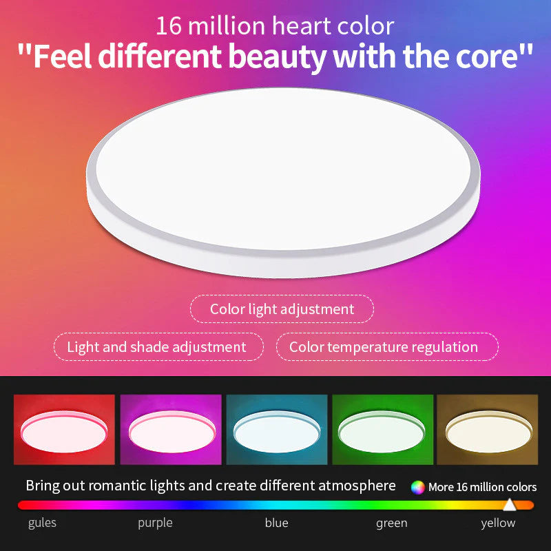 AC 220–240V | White Smart RGBCW Round Flush Mount LED Ceiling Lights – RGB Color Changing, 12 Inch 2700K–6500K Adjustable with Dimmable Brightness, Compatible with Alexa/Google Home/APP Control WiFi Light for Bedroom/Kids Room/Party