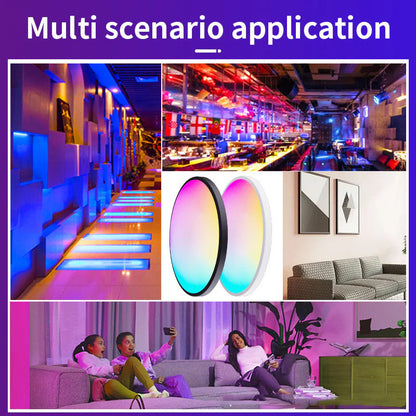 AC 220–240V | White Smart RGBCW Round Flush Mount LED Ceiling Lights – RGB Color Changing, 12 Inch 2700K–6500K Adjustable with Dimmable Brightness, Compatible with Alexa/Google Home/APP Control WiFi Light for Bedroom/Kids Room/Party