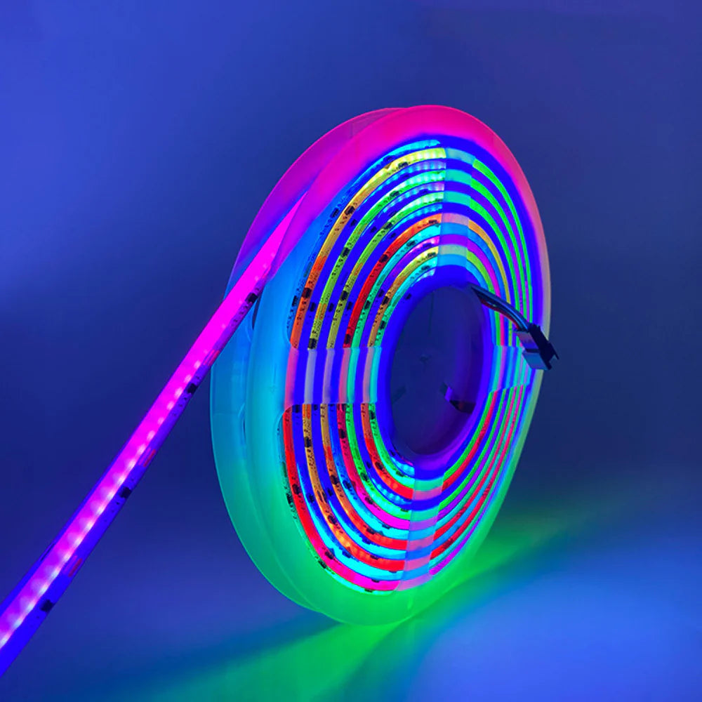 RGBIC Addressable COB Flexible LED Strip Light - 12V / 24V | 10mm PCB | 576 / 720 LEDs/m | Dream Color SP | Dot-Free Continuous Lighting | Non-Waterproof | for Cabinets, Kitchen & Office Lighting | 50/500M