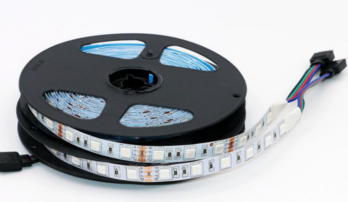 RGB LED Strip Light | 12V DC | SMD5050, 60 LEDs/M, 5M (16.4FT) Roll | 10mm White PCB | IP00/IP65/IP67 Options | Strip Only & Complete Kit