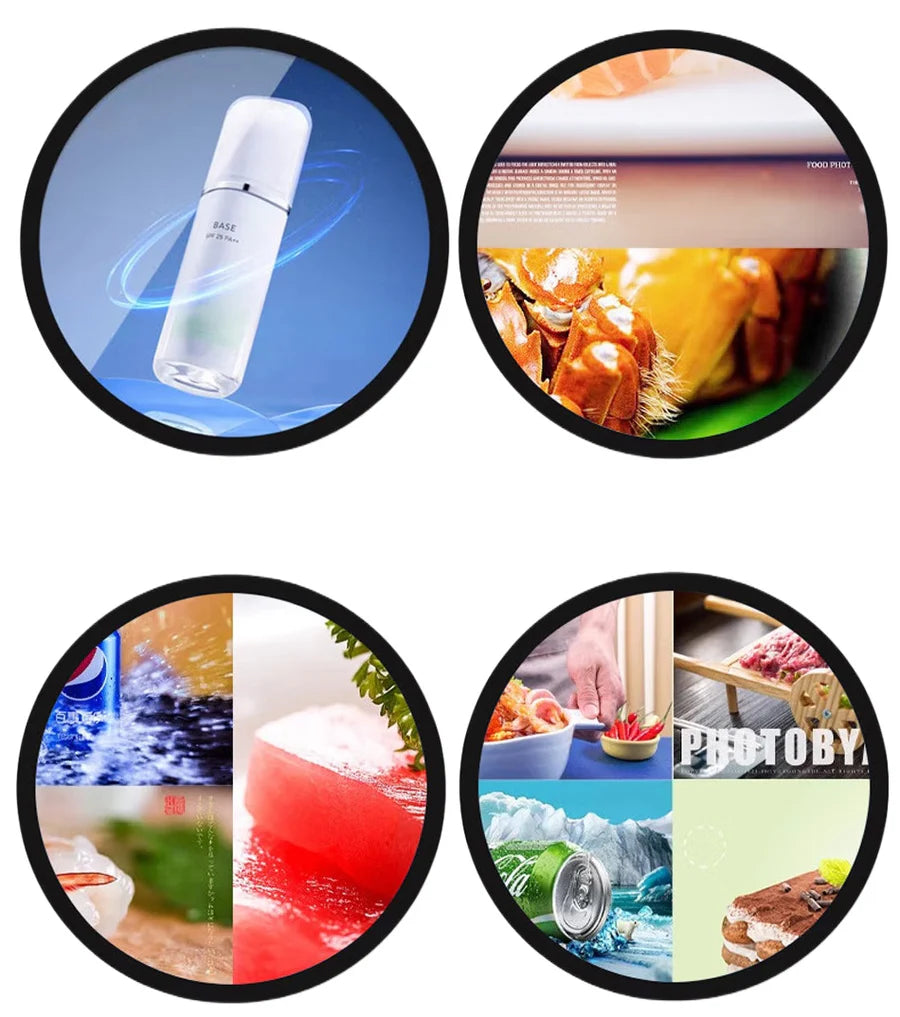 23.6 Inch (Dia.599.4mm Viewable) Round / Circular LCD Digital Display Screen, Capacitive Touch (Optional), Cloud / APP / USB Disk