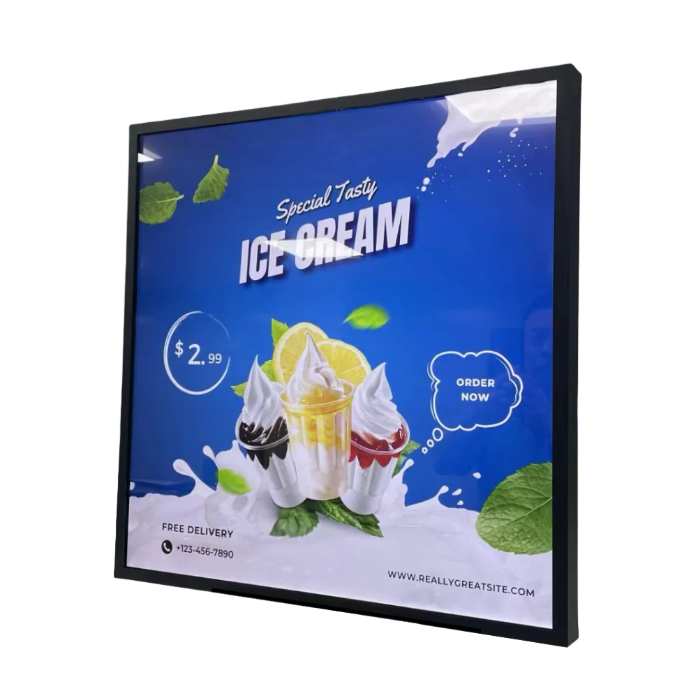 26.5 Inch (476×476mm Viewable) Square LCD Digital Screen Display, Cloud / APP / USB Disk Playback