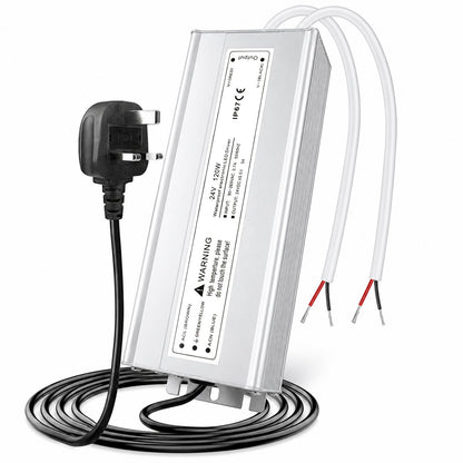 120W Outdoor Waterproof Power Supplies, 12V/24V Output, 90-265V Input, Dual Output, Aluminum Housing, Outdoor Lighting Projects, CE/RoHS/FCC Certified, US/UK/EU Plug, 1-Pack / 10-Pack