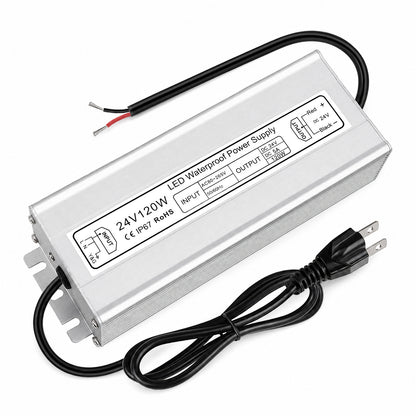 120W Outdoor Waterproof Power Supplies, 12V/24V/36V/48V Output, 90-265V / 90-140V / 175-265V Input, Single Output, Aluminum Housing, Outdoor Lighting Projects, CE/RoHS/FCC Certified, US/UK/EU Plug, 1-Pack / 10-Pack