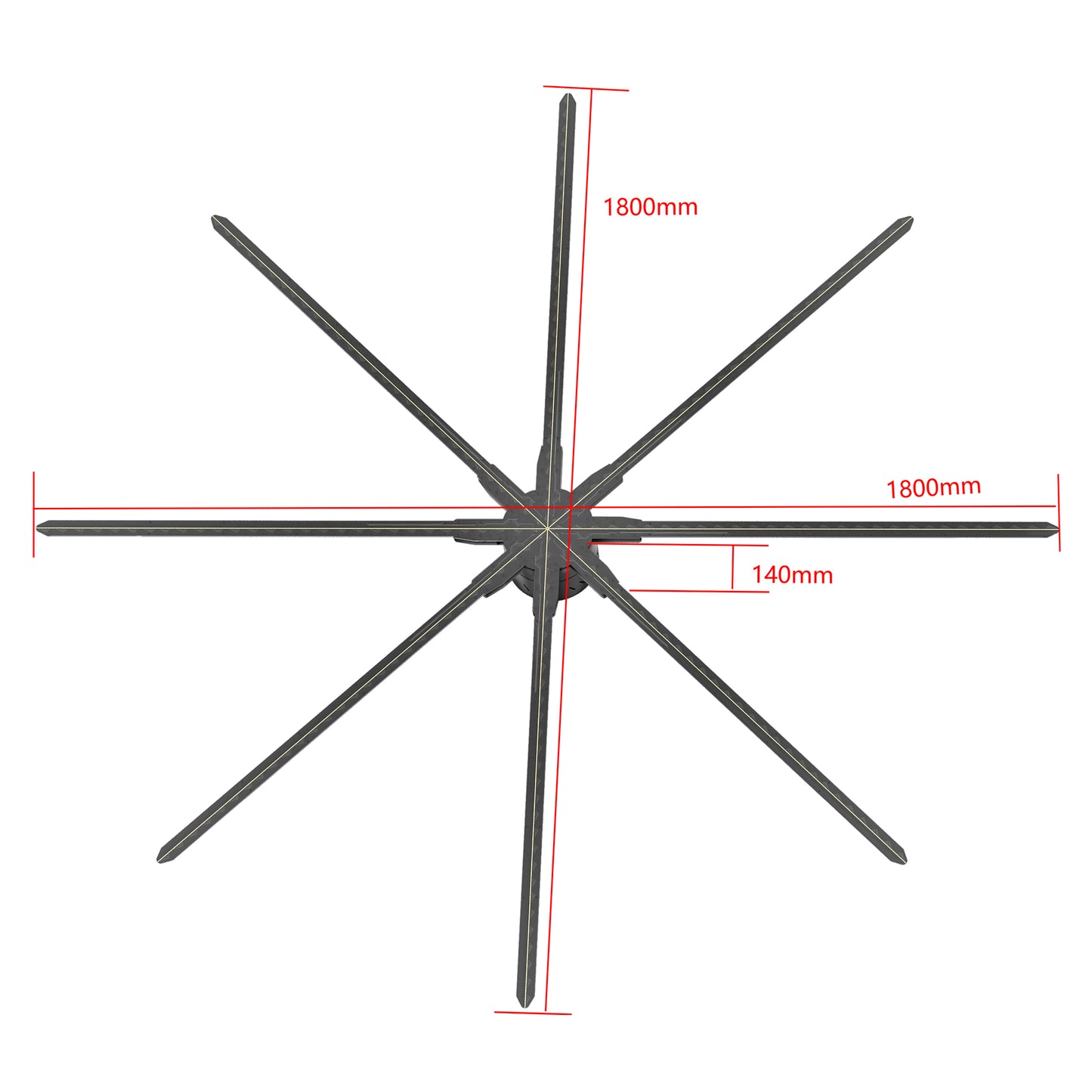FL Series 130cm to 196cm (51.2–77.2 inch) | 3D Hologram LED Display | Large Size | Cloud Control (AS) | Large Hologram Fan | Fan Only / Dual-Pole Mobile Stand | 8 Blades