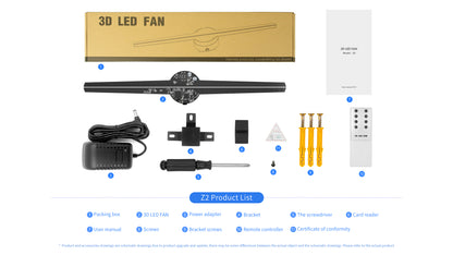 FL Series 42cm (16.5 inch) | 3D Hologram LED Display | Small Size | Cloud Control (AS) | Retail Hologram Display | 2-Pack Fans with Outdoor Double-Sided Mounting Bracket | 2 Blades