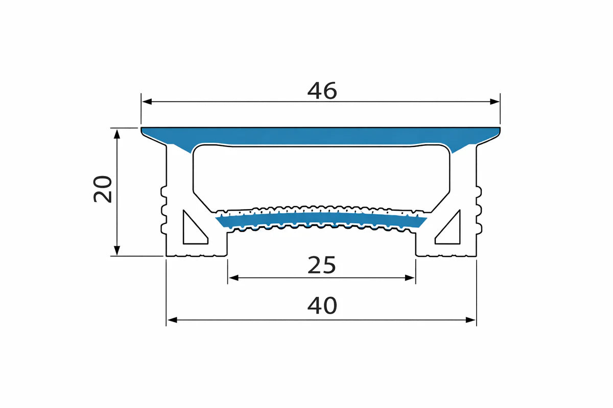 LQ Series S4020 Quick Install LED Neon Profile | Reinforced Side Support Structure | 40×20mm Top Emitting silicone neon profile | Max Strip Width ≤25mm | LED Signage Neon Signs Lighting | 5M/500M