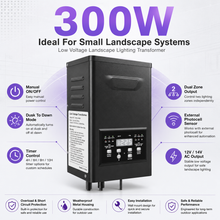 300W / 400W, Dual Zone Outdoor Low Voltage Transformer, 120V to 12V/14V AC, Timer & External Photocell, Outdoor Lighting Power Supply for Yard, Garden & Patio Lighting
