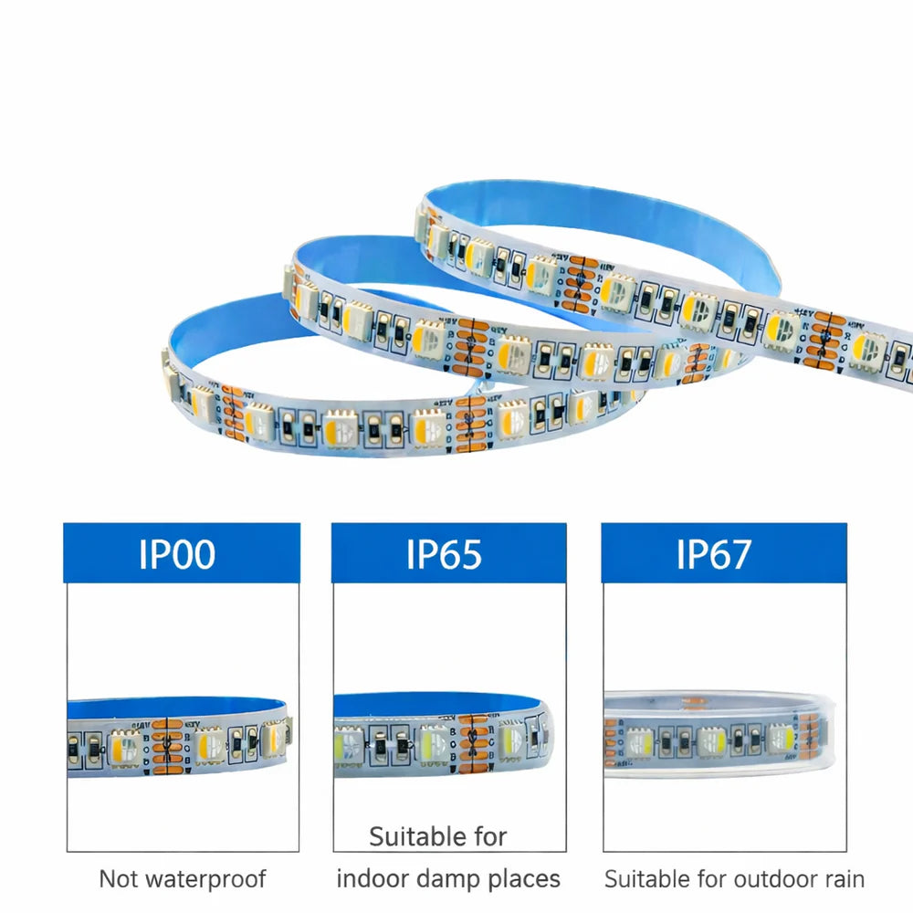 DC12V RGBW/RGBWW LED Strip Light - 4-In-1 SMD5050-72 LEDs/M | 10mm PCB | IP00 / IP65 / IP67 | for Mirror, Kitchen Cabinet, Bedroom | 50/500M