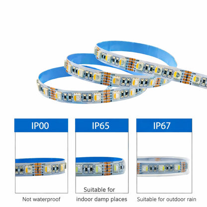 DC24V RGBW/RGBWW LED Strip Light - 4-In-1 SMD5050-72 LEDs/M | 10mm PCB | IP00 / IP65 / IP67 | for Mirror, Kitchen Cabinet, Bedroom | 50/500M