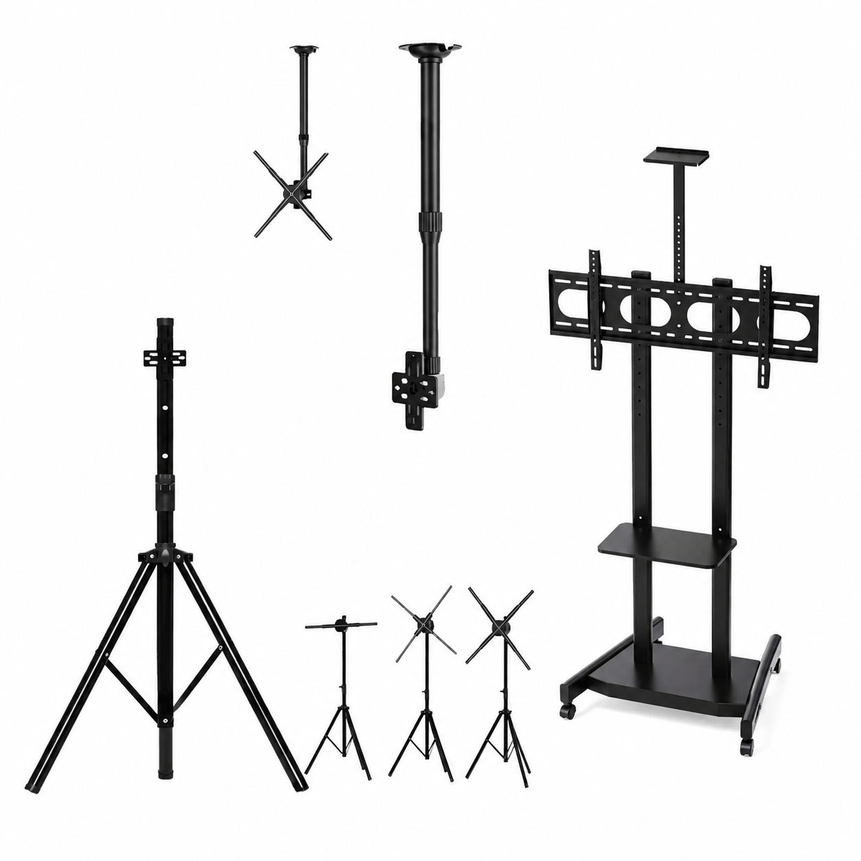 3D Hologram Display Mounting Solutions | Commercial Hologram Display | Tripod Floor Stand / Ceiling Mount Bracket / Heavy-Duty Steel Frame | Black Finish | Adjustable Height 60cm to 200cm (23.6–78.7 inch)