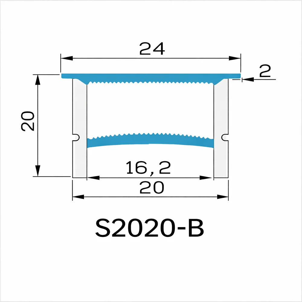 LQ Series S2020-B Quick Install LED Neon Profile | Double-Chamber Diffuser With-Edge Structure | 20×20mm Top Emitting flexible led neon profile | Max Strip Width ≤16mm | Commercial Storefront Lighting | 5M/500M
