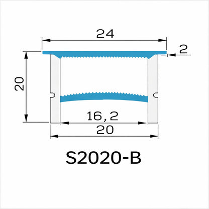 LQ Series S2020-B Quick Install LED Neon Profile | Double-Chamber Diffuser With-Edge Structure | 20×20mm Top Emitting flexible led neon profile | Max Strip Width ≤16mm | Commercial Storefront Lighting | 5M/500M